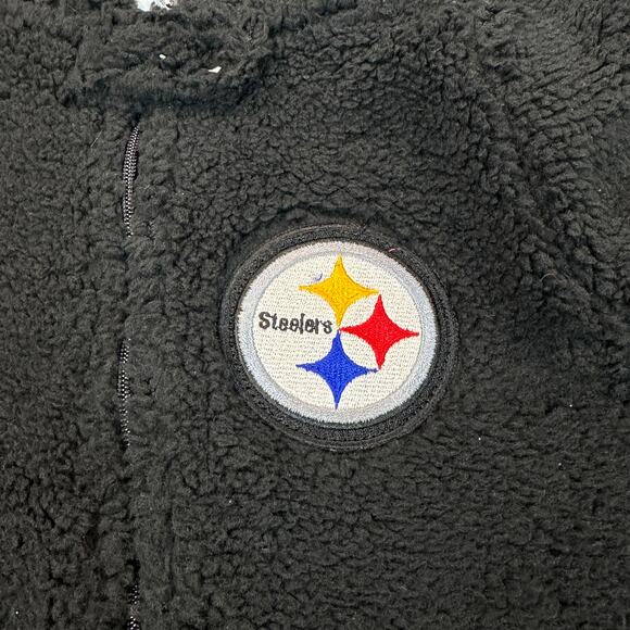 NFL Pittsburgh Steelers Snowsuit 3-6M Fuzzy Black Fleece Full Zip Soft Winter - Picture 8 of 11
